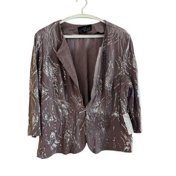 Alex Evenings Women’s Jacket Size 18 Pewter Frost Sequin 2PC Polyester Blazer - Picture 1 of 8